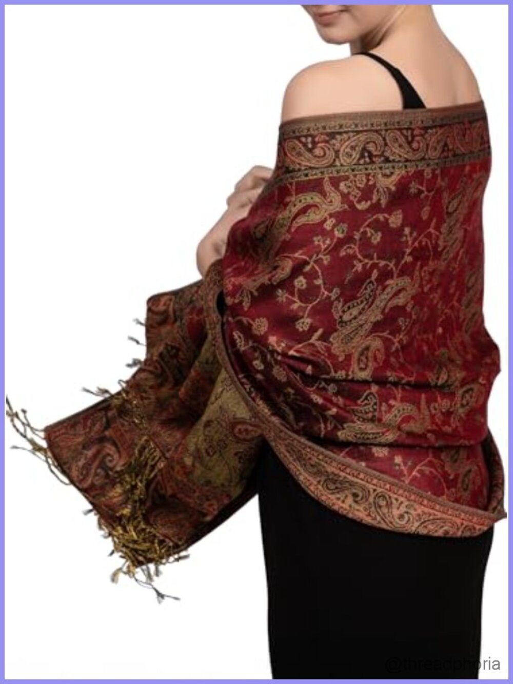 Reversible Paisley Viscose Acrylic Pashmina Wrap Shawl